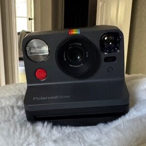 Polaroid Now Camera in Dark Gray with Red Button